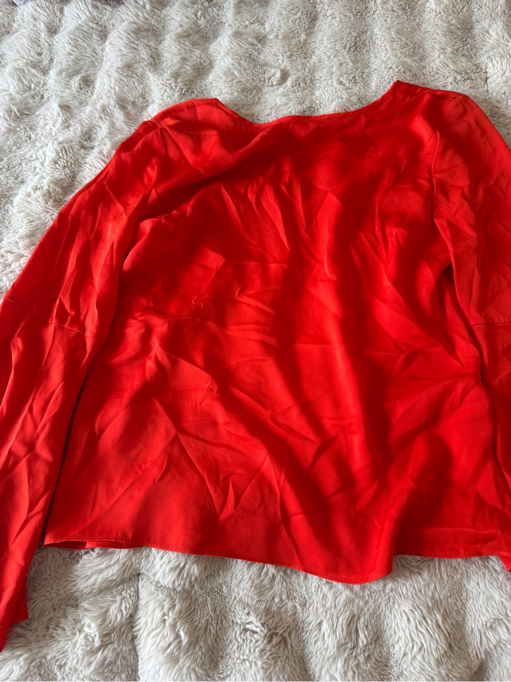 Milly Silk Orange V-Neck Bell Sleeve Top - Picture 3 of 5